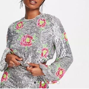 ASOS floral sequin crop top